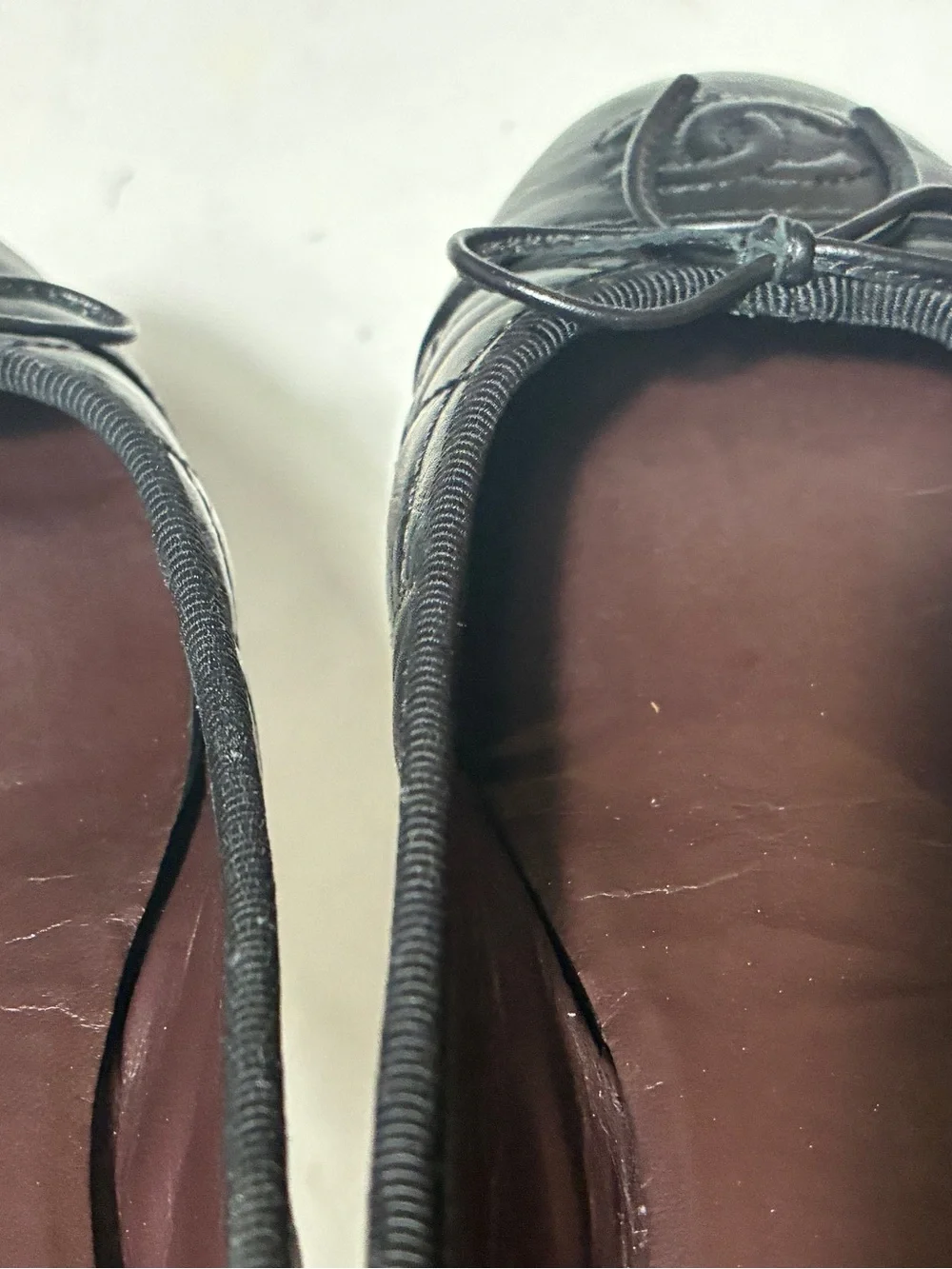 CHANEL Black Quilted Leather Ballet Flats with CC Logo
